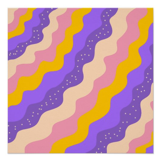 Paarse Gele Celestial Stripe Groovy Abstract Perfect Poster (Voorkant)