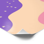 Paarse Gele Celestial Stripe Groovy Abstract Perfect Poster (Hoek)