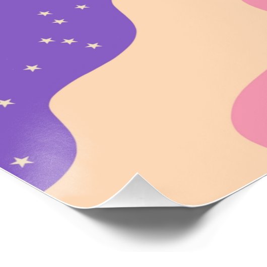 Paarse Gele Celestial Stripe Groovy Abstract Perfect Poster (Hoek)