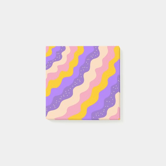 Paarse Gele Celestial Stripe Groovy Abstract Post-it® Notes (Voorkant)