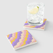 Paarse Gele Celestial Stripe Groovy Abstract Stenen Onderzetter (Zijkant)