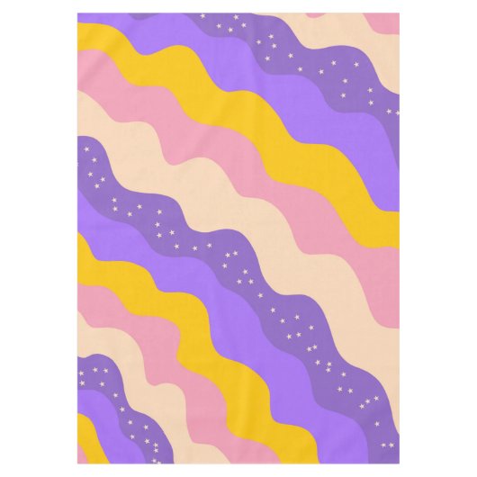 Paarse Gele Celestial Stripe Groovy Abstract Tafelkleed (Voorkant)