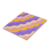 Paarse Gele Celestial Stripe Groovy Abstract Tegeltje (Zijkant)
