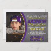 Paarse & Gele Chalkboard Afstuderen Aankondiging (Voorkant)