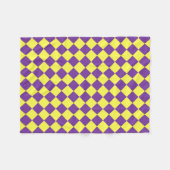 Paarse gele Checker Diamantpatroon Fleece Deken (Voorkant (Horizontaal))