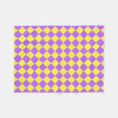 Paarse gele Checker Diamantpatroon Fleece Deken (Voorkant (Horizontaal))
