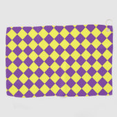 Paarse gele Checker Diamantpatroon Golfhanddoek (Horizontaal)