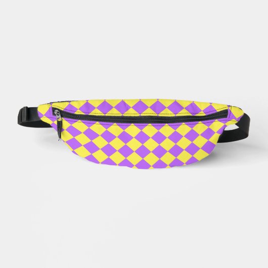 Paarse gele Checker Diamantpatroon Heuptasje (Voorkant)