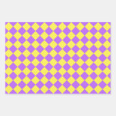 Paarse gele Checker Diamantpatroon Inpakpapier Vel (Voorkant 3)