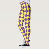 Paarse gele Checker Diamantpatroon Leggings (Links)