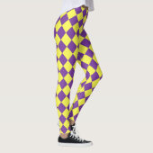 Paarse gele Checker Diamantpatroon Leggings (Rechts)