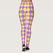 Paarse gele Checker Diamantpatroon Leggings (Achterkant)