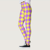 Paarse gele Checker Diamantpatroon Leggings (Links)