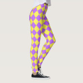 Paarse gele Checker Diamantpatroon Leggings (Rechts)