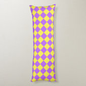 Paarse gele Checker Diamantpatroon Lichaamskussen (Achterkant (Verticaal))