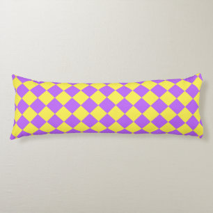 Paarse gele Checker Diamantpatroon Lichaamskussen