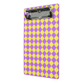 Paarse gele Checker Diamantpatroon Mini Klembord (Angled2)