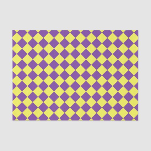 Paarse gele Checker Diamantpatroon Tissuepapier (Voorkant)