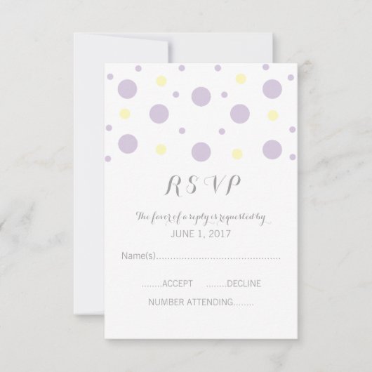 Paarse gele Confetti Kaart respons (Voorkant)