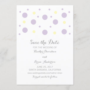 Paarse Gele Confetti sparen de Datum uitnodigen Save The Date