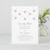 Paarse Gele Confetti sparen de Datum uitnodigen Save The Date (Staand voorkant)