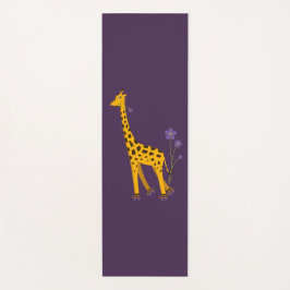 Paarse Gele Cute Funny Skating Cartoon Giraffe Yogamat