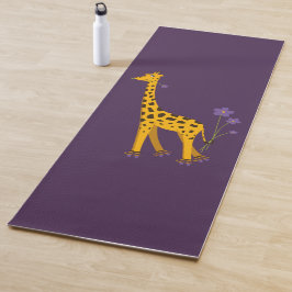 Paarse Gele Cute Funny Skating Cartoon Giraffe Yogamat