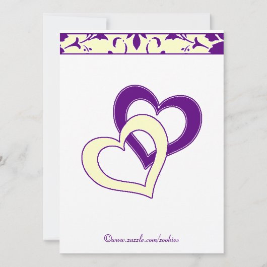 Paarse, gele, Damask Bridal Shower Invitation Kaart (Achterkant)