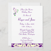 Paarse, gele, Damask Bridal Shower Invitation Kaart (Voorkant)