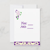 Paarse, Gele Damast RSVP Trouwkaart Kaart (Achterkant)