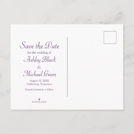 Paarse gele damast zonnebloem bewaar de datum aankondigingskaart (Achterkant)