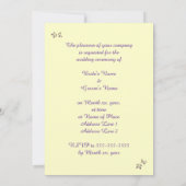 Paarse gele diamanten buterflies Wedding Invites Kaart (Achterkant)