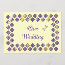 Paarse gele diamanten buterflies Wedding Invites