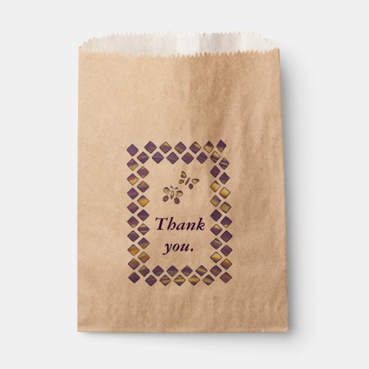 Paarse Gele Diamanten en Vlinders Favor Zakken Bedankzakje (Voorkant)