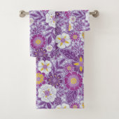 Paarse, gele en magenta Floral Bad Handdoek (Insitu)