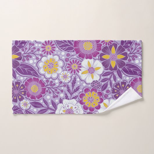 Paarse, gele en magenta Floral Bad Handdoek (Handdoek)
