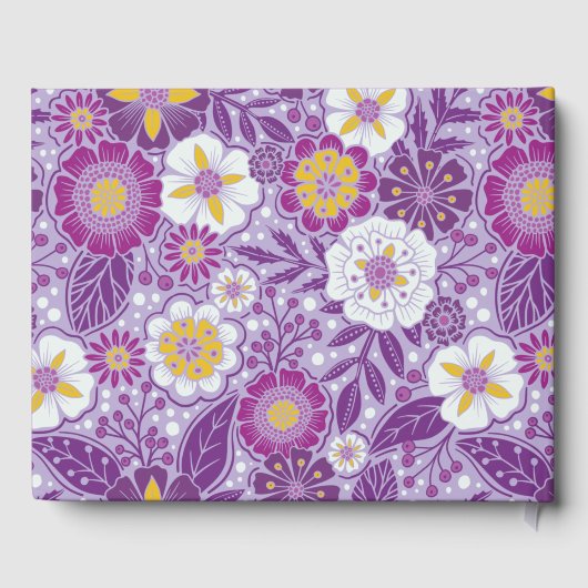 Paarse, gele en magenta Floral Gastenboek (Achterkant)