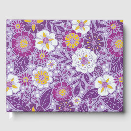 Paarse, gele en magenta Floral Gastenboek