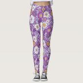 Paarse, gele en magenta Floral Leggings (Voorkant)
