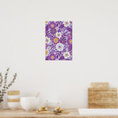 Paarse, gele en magenta Floral Poster (Keuken)