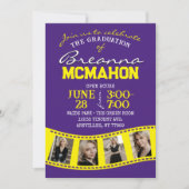 Paarse & Gele Filmstrip 5 Foto Afstuderen Kaart (Voorkant)