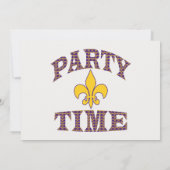 Paarse Gele Fleur de Lis Party Time Kaart (Achterkant)