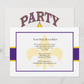 Paarse Gele Fleur de Lis Party Time Kaart (Voorkant / Achterkant)