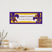 Paarse Gele Fleur de Lis Rivierkreeft Feest Banner Poster (Keuken)