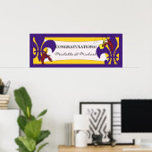Paarse Gele Fleur de Lis Rivierkreeft Feest Banner Poster (Thuiskantoor)