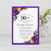 Paarse Gele Floral 90e verjaardag van de Bourgogne Kaart (Staand voorkant)