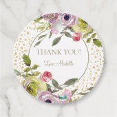 Paarse Gele Floral Glitter Hartelijk dank Bedankjes Labels (Voorkant)