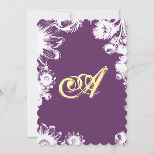 Paarse Gele Floral Weddenschap Kaart (Achterkant)