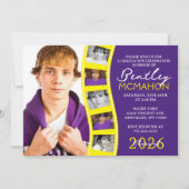 Paarse & Gele Foto Filmstrip Afstuderen Collage Kaart (Voorkant)