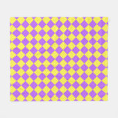 Paarse Gele Geruite Diamanten Fleece Deken (Voorkant (Horizontaal))